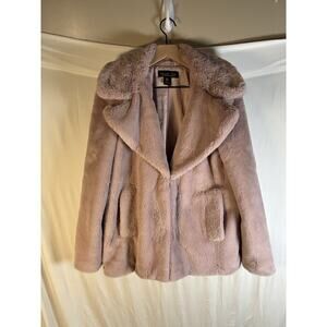 Rachel Zoe Faux Fur Coat Blush Pink Glam Teddy Jacket Luxe Winter M Feminine Y2K